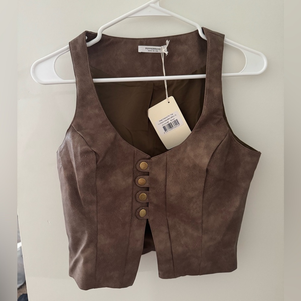 Peppermayo Button-Front Leather Top!